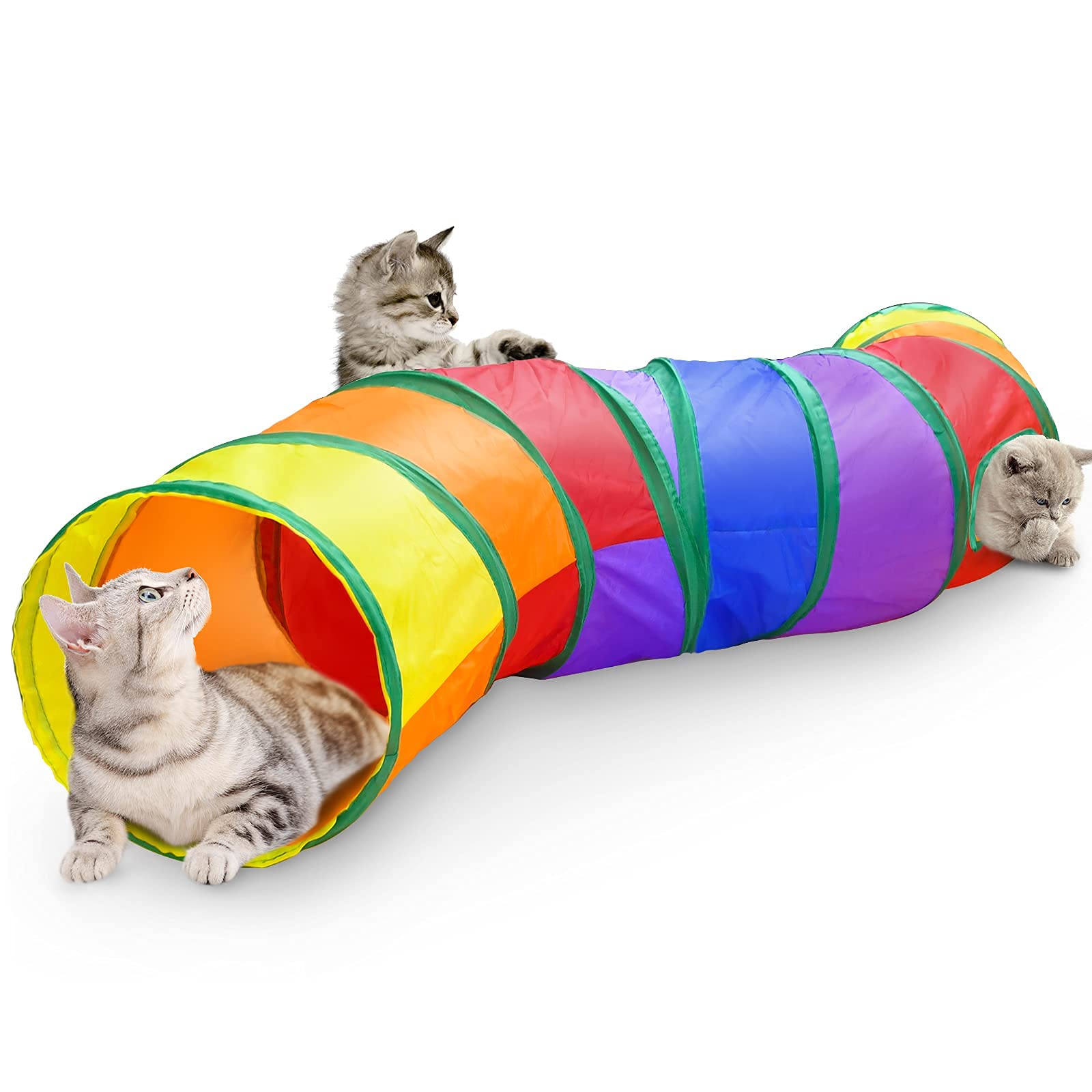 Qpets Cat Toys 3 Way Cat Tunnel Pet Tube Collapsible Play Toy Indoor Outdoor Kitty Puppy Toys for Puzzle Exercising Hiding Training Toy (2 Way) Qpets Cat Toys 3 Way Cat Tunnel Pet Tube Collapsible Play Toy Indoor Outdoor Kitty Puppy Toys for Puzzle Exercising Hiding Training Toy (2 Way)